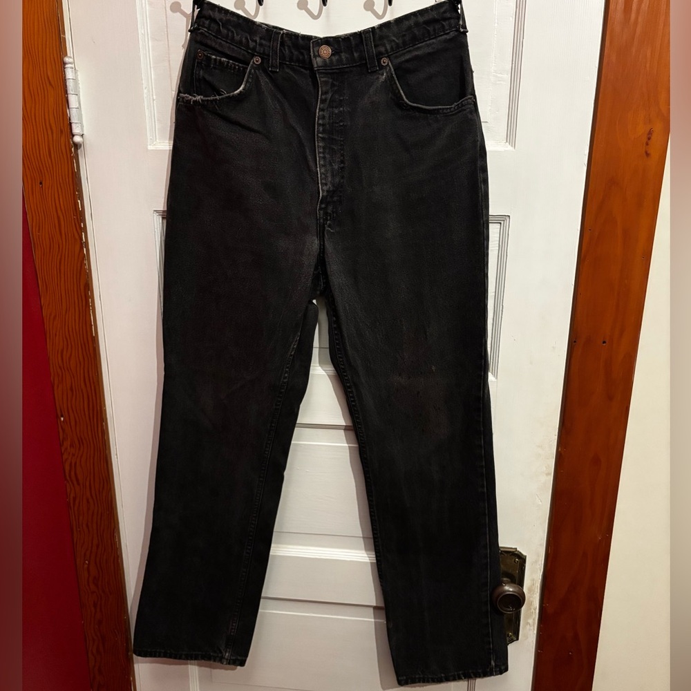 Orange Tag Levi's Dark Black Straight Jeans